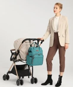 Miss Lulu Luiertas Rugzak - Inclusief Buggy En Kinderwagen Haken - Groen (E6705 GN) -Lionelo Winkel 1015x1200 2