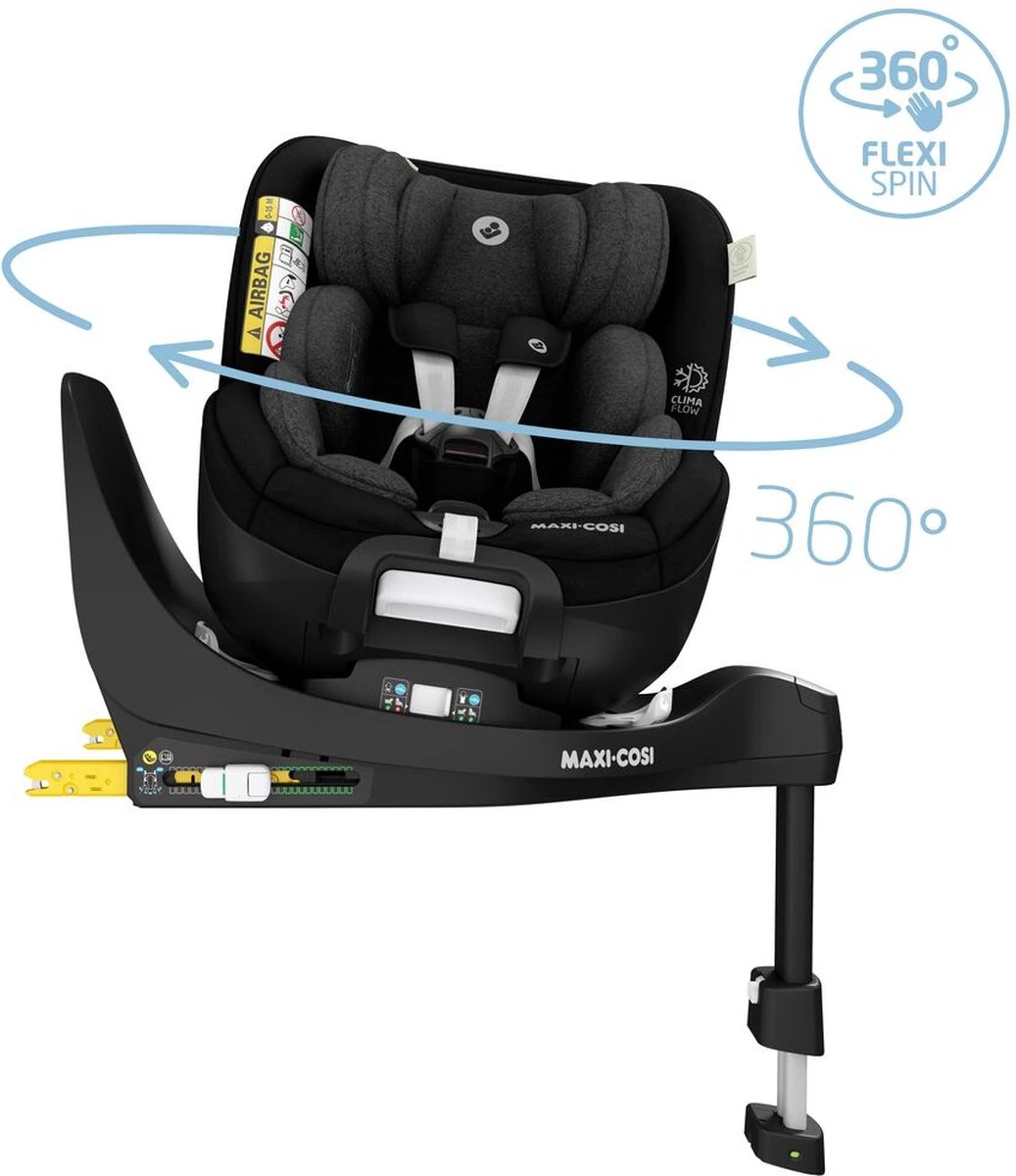 Maxi-Cosi Mica Pro Eco I-Size Autostoeltje - 360° Draaibaar - Gerecyclede Stoffen - Authentic Black - Vanaf De Geboorte Tot Ca. 4 Jaar 6 Maxi-Cosi Mica Pro Eco I-Size Autostoeltje - 360° Draaibaar - Gerecyclede Stoffen - Authentic Black - Vanaf De Geboorte Tot Ca. 4 Jaar - Afbeelding 6