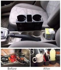 Merkloos Decopatent® Autostoel Organizer - Voor Tussen Auto Stoel / Console - Bekerhouder & Telefoonhouder - Opbergvakken - Auto Organiser -Lionelo Winkel 1053x1200 3