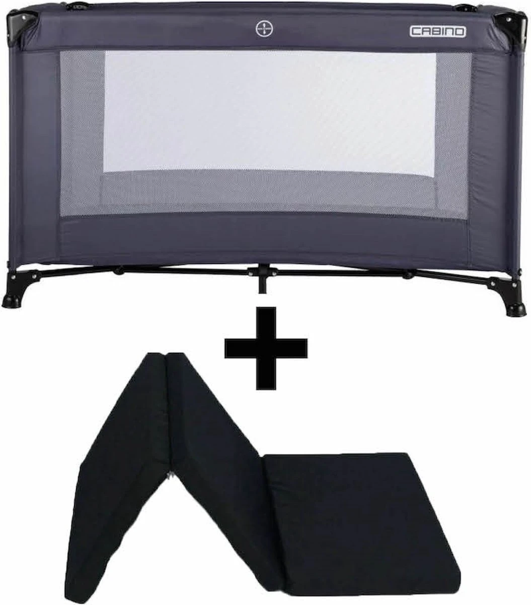 Cabino Campingbedje / Reisbed Set Inclusief Comfortabel Matras 60x120cm Grijs 1 Cabino Campingbedje / Reisbed Set Inclusief Comfortabel Matras 60x120cm Grijs