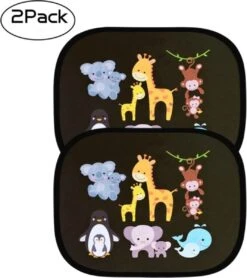 Merkloos Zonnescherm Auto Zijruit Kind - Zonwering Auto Zelfklevend - UV Protectie - Autozonnescherm Voor Kinderen - 2 Stuks - Dieren Multi Colour -Lionelo Winkel 1067x1200 5