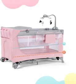 Kinderkraft Campingbed - Leody Met Accessoires - Roze -Lionelo Winkel 1082x1200 3