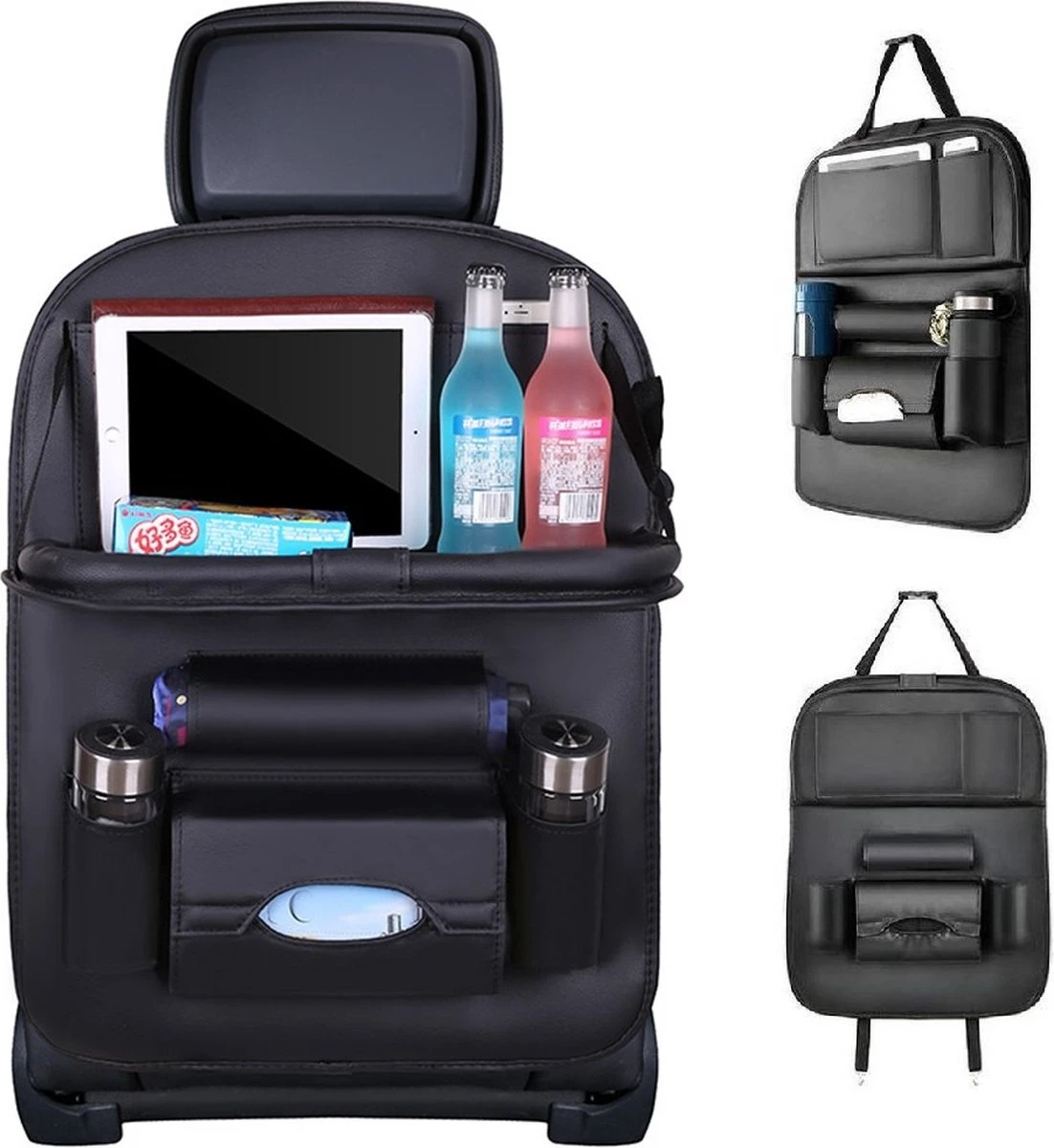 RAMBUX® - Autostoel Organizer Met Tray - Organizer Auto Stoelhoes Met Uitklapbare Tafel - Duurzaam Mat Zwart PU Leer Kunstleer - Tablethouder - Telefoonhouder - Fleshouder 1 RAMBUX® - Autostoel Organizer Met Tray - Organizer Auto Stoelhoes Met Uitklapbare Tafel - Duurzaam Mat Zwart PU Leer Kunstleer - Tablethouder - Telefoonhouder - Fleshouder