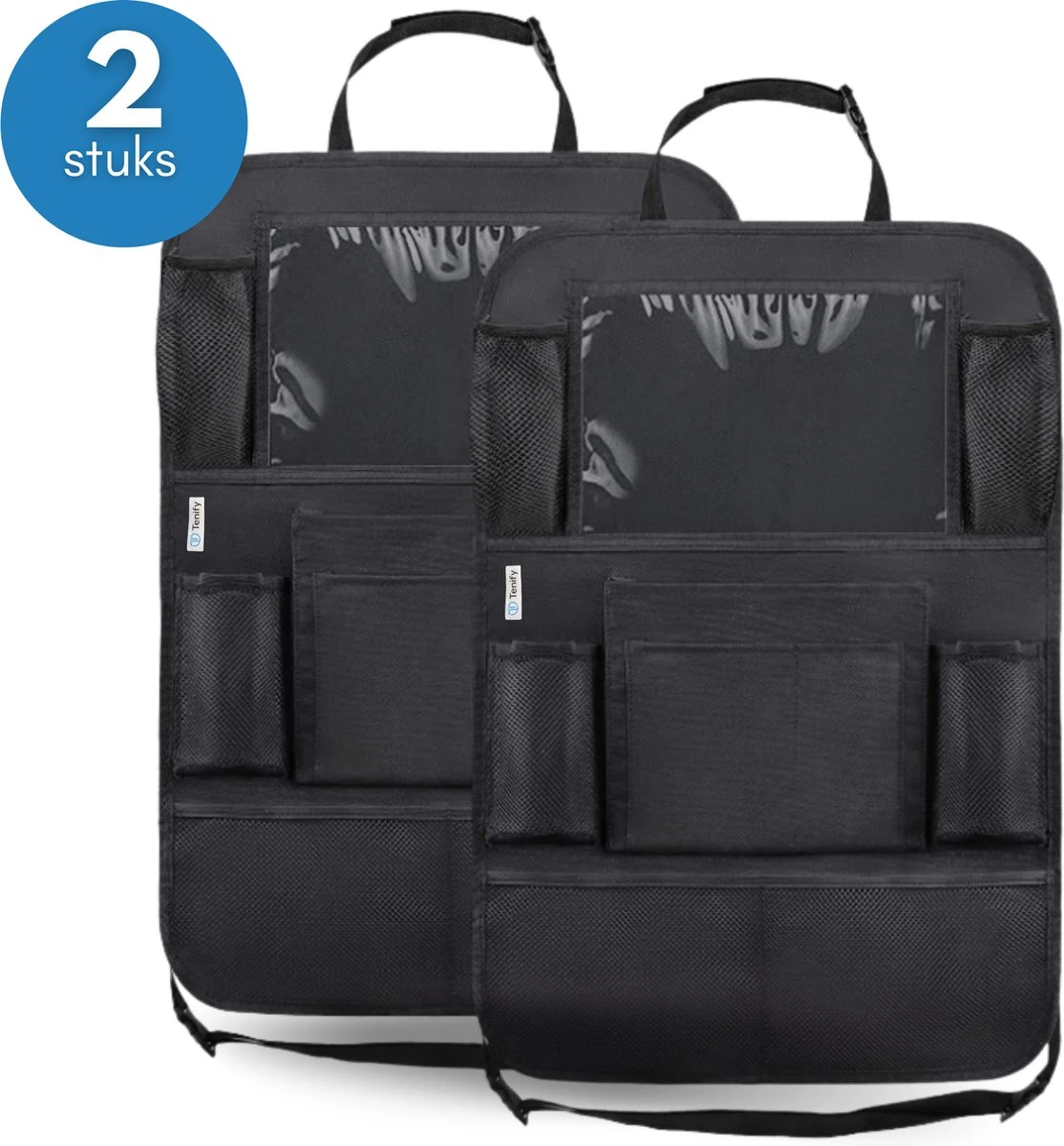 Tenify Premium Luxe & Stevige Auto Organizer Met Tablet Houder - Set Van 2 - Extra Opbergruimte - Beschermer - Autostoel - Accessories 1 Tenify Premium Luxe & Stevige Auto Organizer Met Tablet Houder - Set Van 2 - Extra Opbergruimte - Beschermer - Autostoel - Accessories