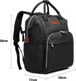 Miss Lulu Luiertas Rugzak - Inclusief Buggy En Kinderwagen Haken - Zwart (E6705 BK) -Lionelo Winkel 1132x1200 2