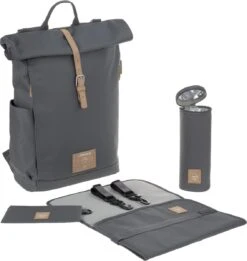 LÄSSIG Luiertas Rolltop Backpack Rugzak Incl Verschoningsmatje Antraciet -Lionelo Winkel 1137x1200 7