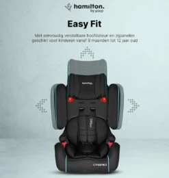 Hamilton By Yoop Cabrio Premium Opvouwbare Autostoel – Veilig, Comfortabel En Lichtgewicht Autozitje – Groep I, II, III Autostoeltje Voor 9 Maanden Tot 12 Jaar – Neon Blauw – ISOFIX Kliksysteem - 1e Opvouwbare Autostoel Ter Wereld - Zwart/Neon Blauw -Lionelo Winkel 1139x1200 7