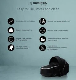 Hamilton By Yoop S1 Plus Buggy Met Monteerbare Premium Wieg – Nieuwer En Hoger 2023 Model - Stroller Met One Hand Folding Technologie – Zwart/Antraciet - Licht, Verstelbaar, Wendbaar - Geschikt Van 0 Maanden Tot 4 Jaar -Lionelo Winkel 1139x1200 9