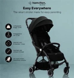 Hamilton By Yoop X1 Plus Buggy – Nieuw, Hoger, Uitgebreider 2023 Model – Premium Stroller Met One Hand Folding Technologie – Zwart – Lichte, Verstelbare En Wendbare Kinderwagen Met Vele Gemakken -Lionelo Winkel 1140x1200 5