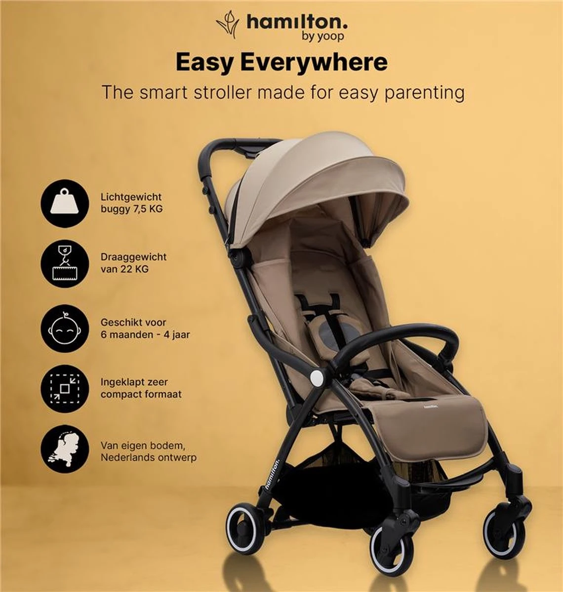 Hamilton By Yoop X1 Plus Buggy – Nieuw, Hoger, Uitgebreider 2023 Model – Premium Stroller Met One Hand Folding Technologie – Kaki – Lichte, Verstelbare En Wendbare Kinderwagen Met Vele Gemakken 4 Hamilton By Yoop X1 Plus Buggy – Nieuw, Hoger, Uitgebreider 2023 Model – Premium Stroller Met One Hand Folding Technologie – Kaki – Lichte, Verstelbare En Wendbare Kinderwagen Met Vele Gemakken - Afbeelding 4