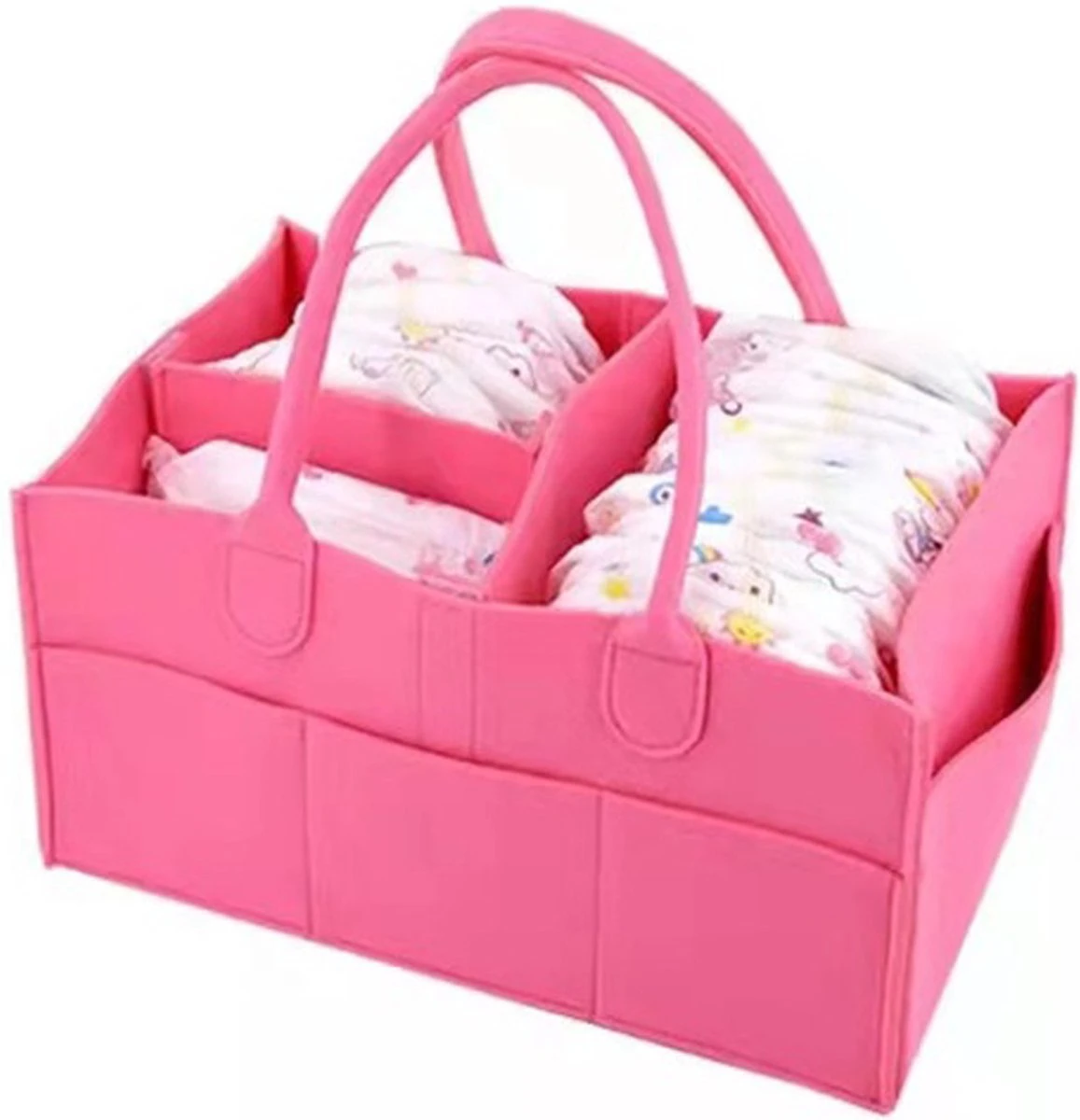 Merkloos Luiertas Vilt - Roze - Vilt - 32 X 22 X 19 Cm - Luier Organizer - Draagbare Organiser Met Handige Vakken - Verzorgingstas 2 Merkloos Luiertas Vilt - Roze - Vilt - 32 X 22 X 19 Cm - Luier Organizer - Draagbare Organiser Met Handige Vakken - Verzorgingstas - Afbeelding 2