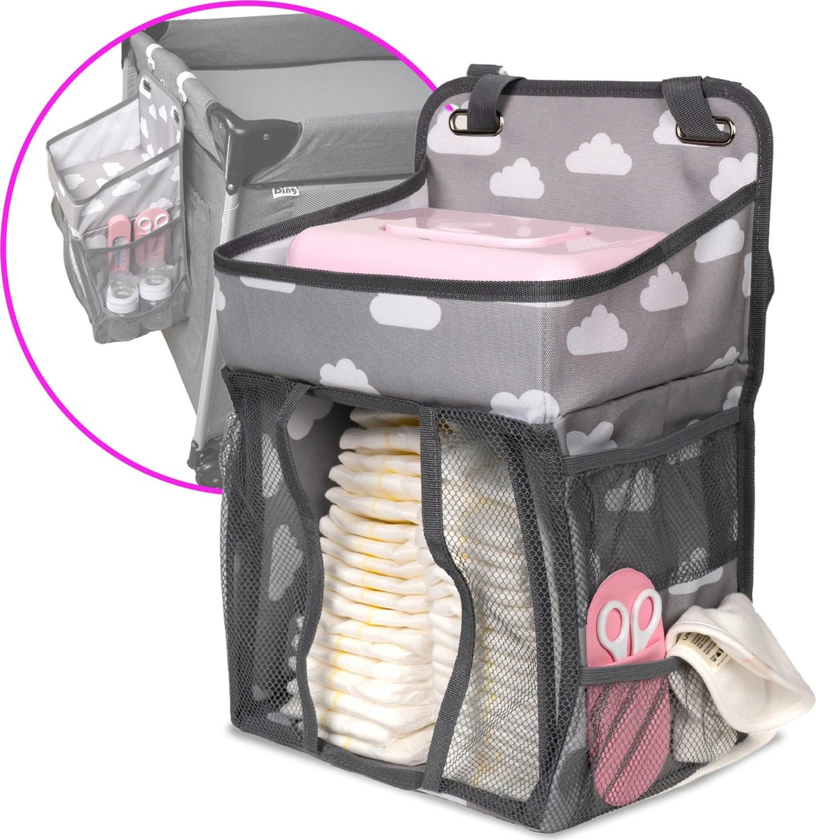 Casteleyn - Luier Organizer - Luiertas - Commodemandjes - Luierzak - Extra Ruim - Verstelbaar - Waterdicht - Wolkjes 10 Casteleyn - Luier Organizer - Luiertas - Commodemandjes - Luierzak - Extra Ruim - Verstelbaar - Waterdicht - Wolkjes - Afbeelding 10