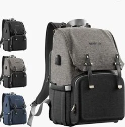 BEARTOP Grote Luiertas Elegant | Inclusief Verschoningsmatje | Grijs | Mama Tas Met Veel Opbergruimte & Vakken | Met Nat & Geïsoleerd Compartiment