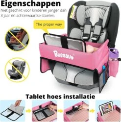Premium Reistafel Voor Kinderen - Inclusief Tablethouder + Gratis Draagtas En Potloden - Auto Organizer - Playtray - Opvouwbaar - Speeltafel Auto - Tekentafel Auto - Roze -Lionelo Winkel 1191x1200 2