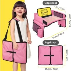 Premium Reistafel Voor Kinderen - Inclusief Tablethouder + Gratis Draagtas En Potloden - Auto Organizer - Playtray - Opvouwbaar - Speeltafel Auto - Tekentafel Auto - Roze -Lionelo Winkel 1196x1200 5