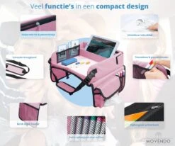 ‘’MOVENDO’’ Reistafel Voor Auto Kinderen – Autotafel – Speeltafel Auto – Travel Tray – Tekentafel – Opvouwbaar Met Tablethouder - Roze -Lionelo Winkel 1200x1000 15