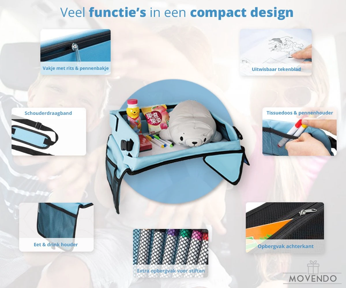 ‘’MOVENDO’’ Reistafel Voor Auto Kinderen – Autotafel – Speeltafel Auto – Travel Tray – Tekentafel – Opvouwbaar Met Tablethouder - Blauw 4 ‘’MOVENDO’’ Reistafel Voor Auto Kinderen – Autotafel – Speeltafel Auto – Travel Tray – Tekentafel – Opvouwbaar Met Tablethouder - Blauw - Afbeelding 4