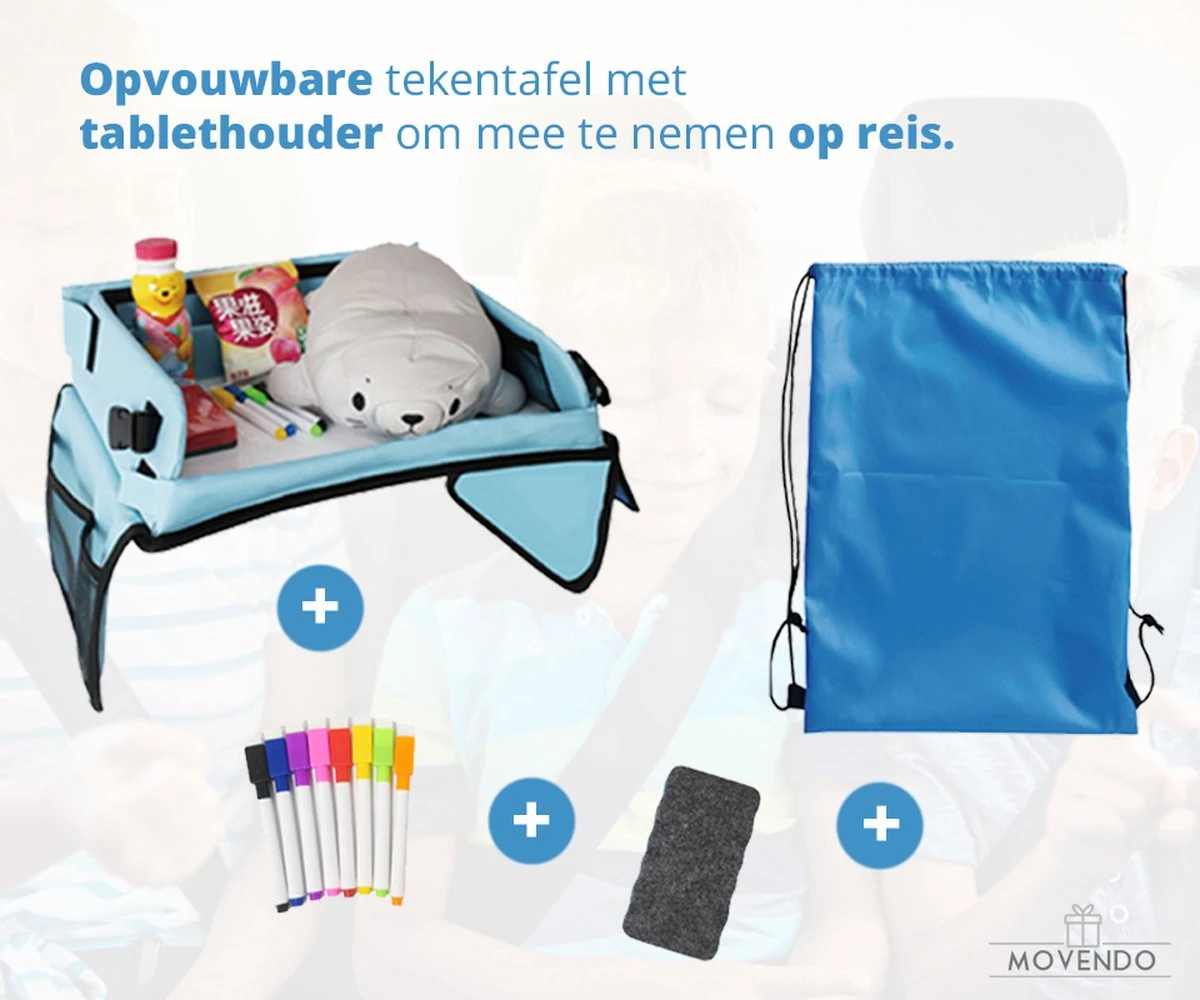 ‘’MOVENDO’’ Reistafel Voor Auto Kinderen – Autotafel – Speeltafel Auto – Travel Tray – Tekentafel – Opvouwbaar Met Tablethouder - Blauw 7 ‘’MOVENDO’’ Reistafel Voor Auto Kinderen – Autotafel – Speeltafel Auto – Travel Tray – Tekentafel – Opvouwbaar Met Tablethouder - Blauw - Afbeelding 7
