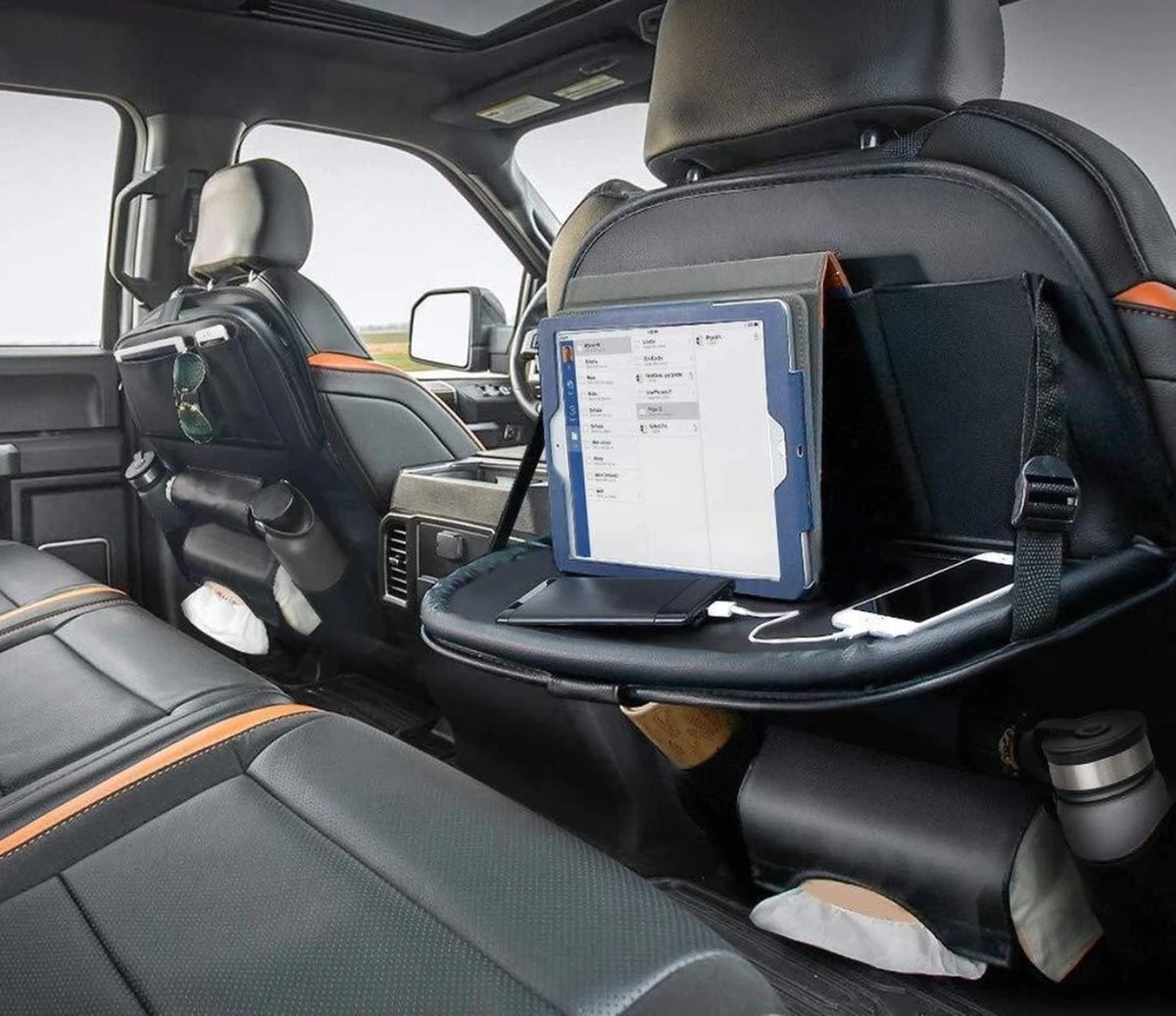 RAMBUX® - Autostoel Organizer Met Tray - Organizer Auto Stoelhoes Met Uitklapbare Tafel - Duurzaam Mat Zwart PU Leer Kunstleer - Tablethouder - Telefoonhouder - Fleshouder 12 RAMBUX® - Autostoel Organizer Met Tray - Organizer Auto Stoelhoes Met Uitklapbare Tafel - Duurzaam Mat Zwart PU Leer Kunstleer - Tablethouder - Telefoonhouder - Fleshouder - Afbeelding 12