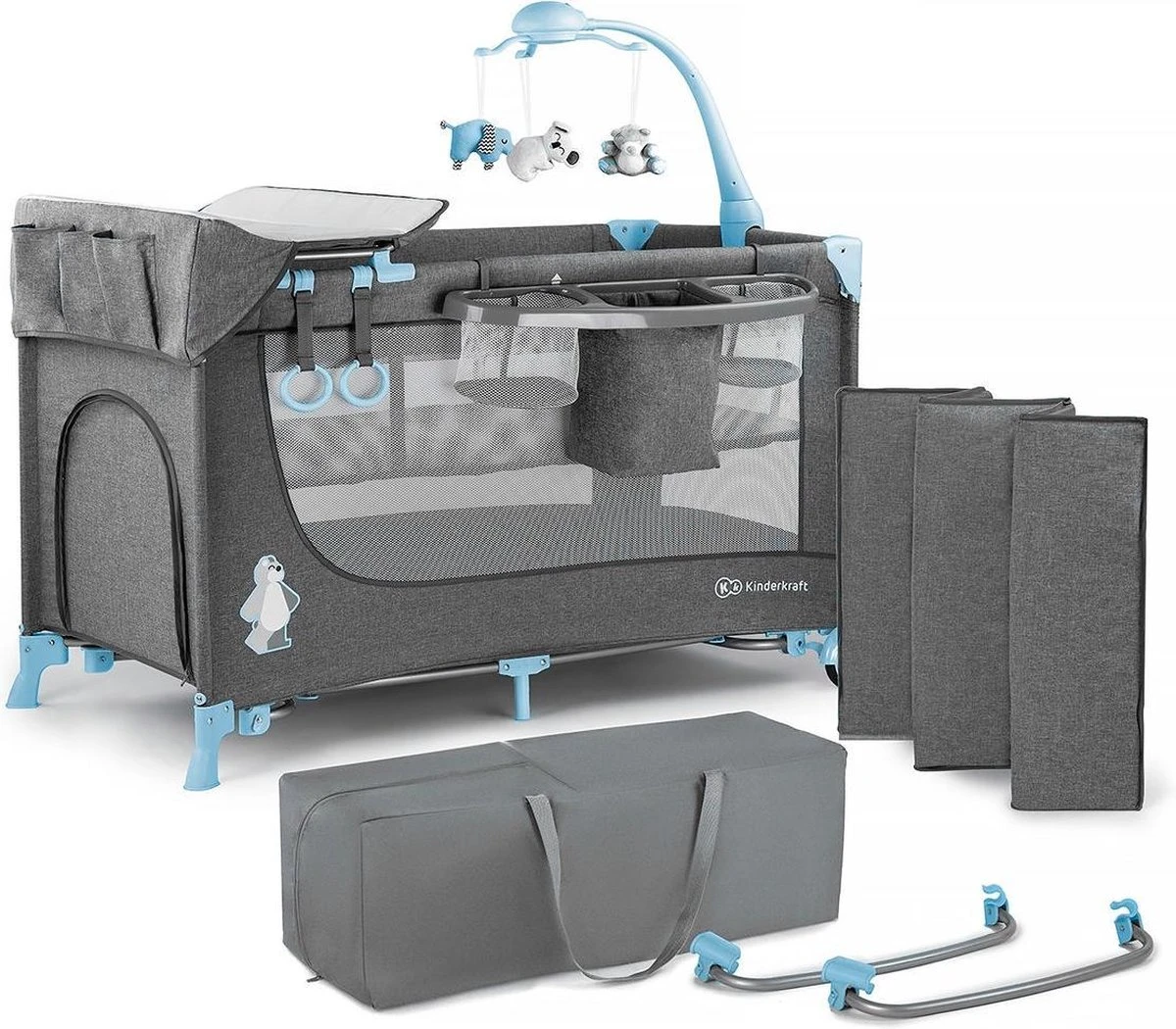 Kinderkraft Joy Luxe - Campingbed Met Schommelfunctie Blauw 1 Kinderkraft Joy Luxe - Campingbed Met Schommelfunctie Blauw