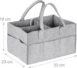 Relaxdays Luiertas Baby - Verzorgingstas Vilt - Organizer Luiers - Uitneembare Schotjes - Lichtgrijs -Lionelo Winkel 1200x1057 2