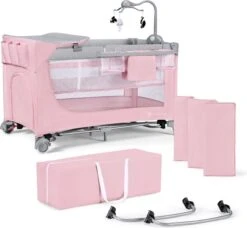Kinderkraft Campingbed - Leody Met Accessoires - Roze -Lionelo Winkel 1200x1110 5