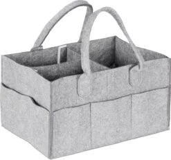 Relaxdays Luiertas Baby - Verzorgingstas Vilt - Organizer Luiers - Uitneembare Schotjes - Lichtgrijs -Lionelo Winkel 1200x1123 5