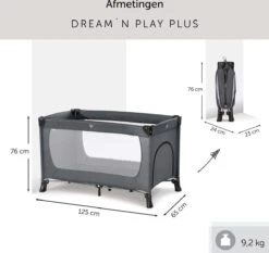 Hauck Dream N Play Plus Campingbedje Set - Met Matras En Muggennet - Grijs -Lionelo Winkel 1200x1134 7