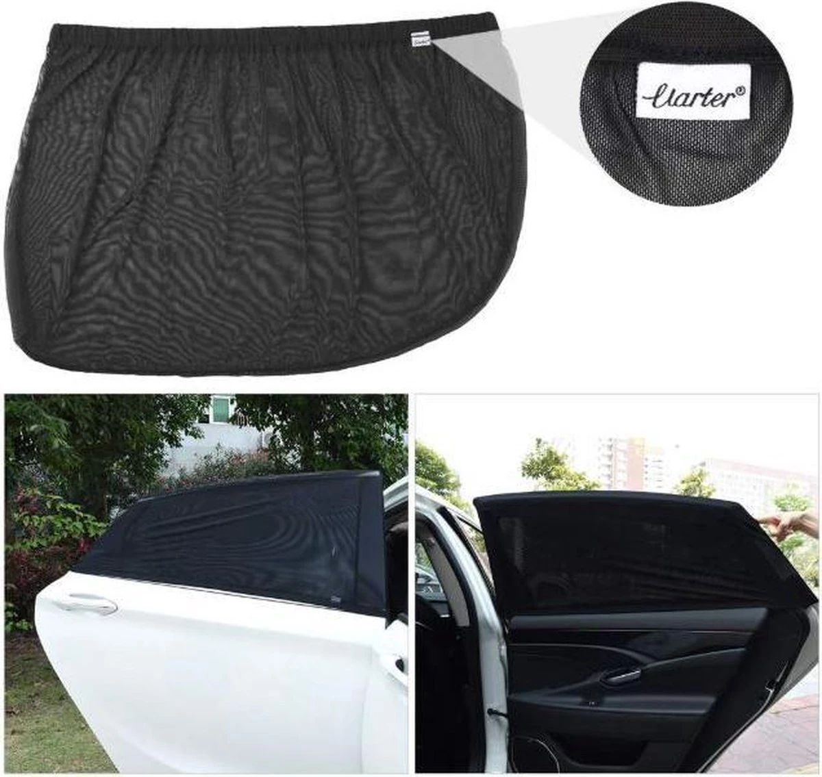 Merkloos 2 Stuks Auto-zonnescherm SPF 30+ Groot Voor Babyblok UV-stralen - Bescherm Uw Kinderen En Dieren – Zwart 2 Merkloos 2 Stuks Auto-zonnescherm SPF 30+ Groot Voor Babyblok UV-stralen - Bescherm Uw Kinderen En Dieren – Zwart - Afbeelding 2