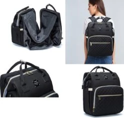 Luiertas - Multifuctioneel Luiertas 3 In 1 - Met Babybedje - Met Verschoningsmatje - Zwart - Met Usb - Met Verdikt Matras -Lionelo Winkel 1200x1143 1