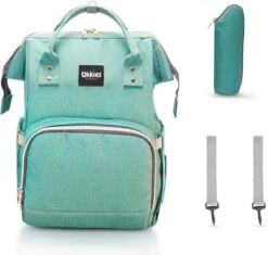 Luiertas Rugzak - Gratis Flessenwarmer En Gratis Kinderwagen Haken - Eindeloos Opbergruimte - Ruime Luiertas - Draaggemak - Mint-groen -Lionelo Winkel 1200x1143