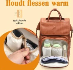 JeRie Luiertas Rugzak – Verschoonmatje – Verzorgingstas – Luiertassen – Met Kinderwagen Haken - Bruin -Lionelo Winkel 1200x1149 3