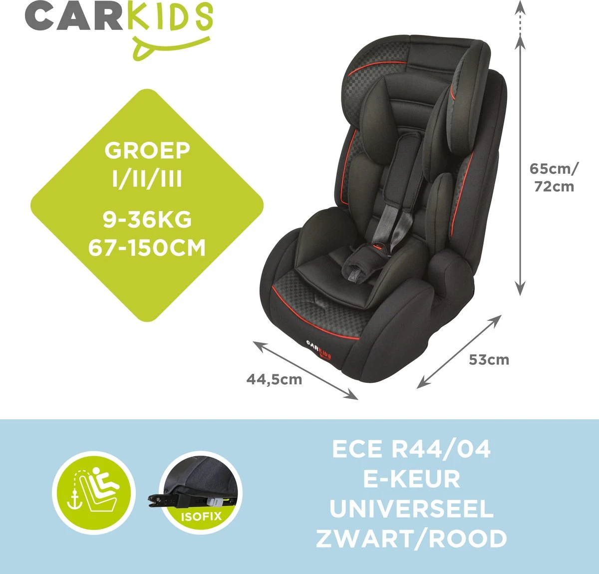 Carkids Verstelbaar Kinderautostoeltje Zwart En Rood | Kinderautostoel Groep 1-2-3 Met Isofix En Top Tether Connector | Kinderen Van 9 Maanden -12 Jaar | 9-36 Kg 5 Carkids Verstelbaar Kinderautostoeltje Zwart En Rood | Kinderautostoel Groep 1-2-3 Met Isofix En Top Tether Connector | Kinderen Van 9 Maanden -12 Jaar | 9-36 Kg - Afbeelding 5