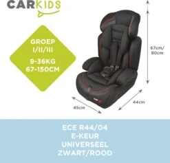 Carkids Verstelbaar Kinderautostoeltje Zwart En Rood | Kinderautostoel Groep 1-2-3 | Kinderen Van 9 Maanden-12 Jaar | 9-36 Kg -Lionelo Winkel 1200x1150 11