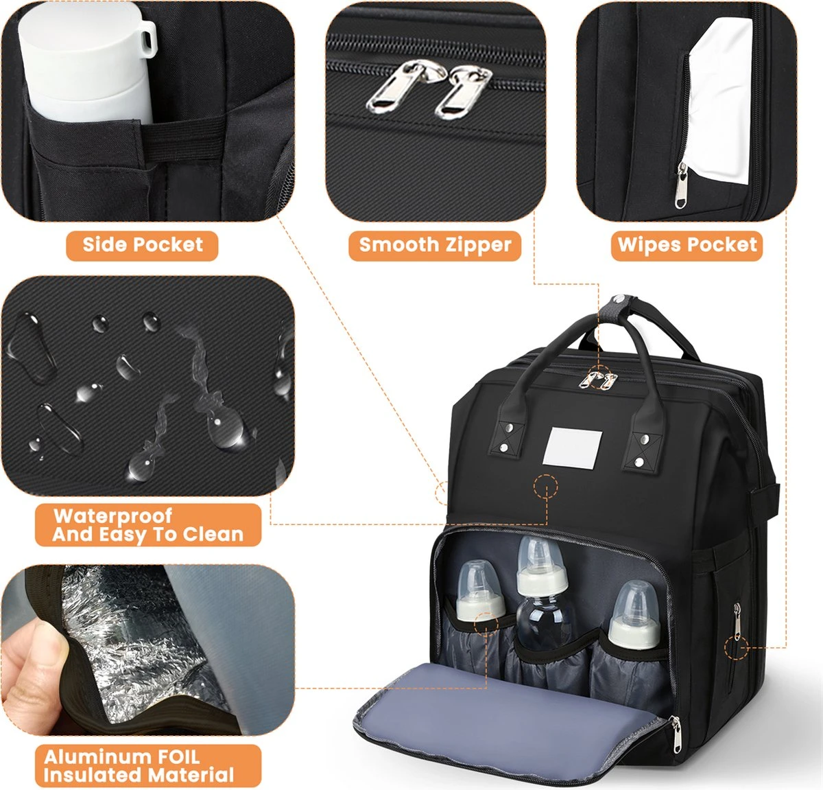 Merkloos Luiertas Rugzak - Luiertassen Met Babybed - Grote Luiertas Met Wieg - Luiertas Verzorgingstas Met Babybedje - Verzorgingsrugzak - Zwart 2 Merkloos Luiertas Rugzak - Luiertassen Met Babybed - Grote Luiertas Met Wieg - Luiertas Verzorgingstas Met Babybedje - Verzorgingsrugzak - Zwart - Afbeelding 2