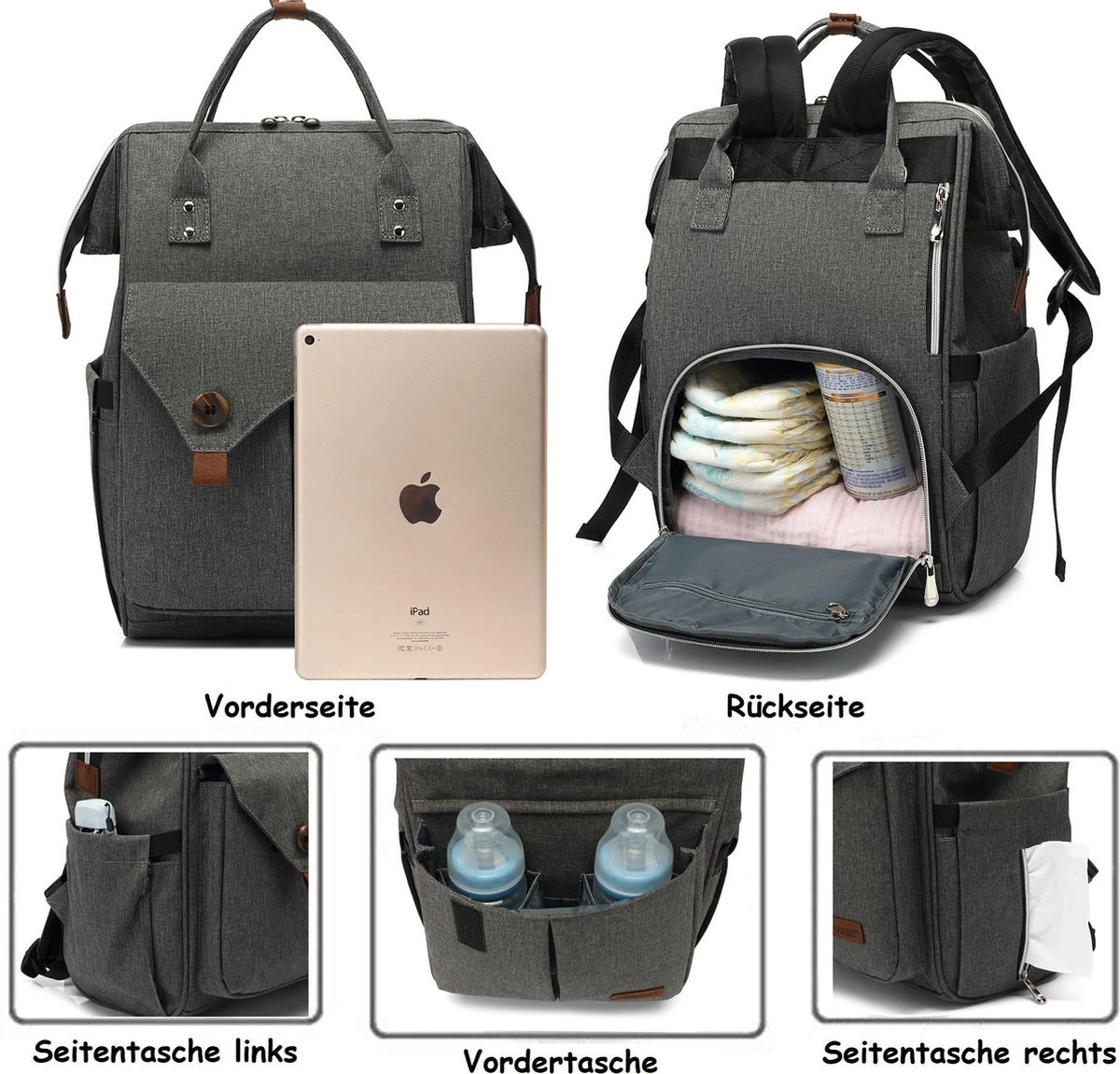 Luiertas (rugzak) Zwart 5 Luiertas (rugzak) Zwart - Afbeelding 5