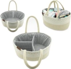 ADSafety - Luxe Katoenen Luiertas - Inclusief Uitneembare Organizer - Verzorgingstas - Opbergtas - Commode Mandje - Baby Spullen - Crème -Lionelo Winkel 1200x1154 4