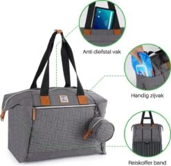 Brisby Slijtvaste Luiertas - Verzorgingstas Groot - Grijs - Inclusief Verschoonmatje - Isoleervakken - Fopspeen Houder - Makkelijk Te Bevestigen Aan De Kinderwagen -Lionelo Winkel 1200x1165 3