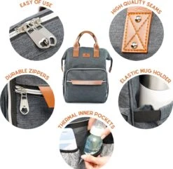 Periwinkle - Luiertassen - Waterproof Baby Verzorgingstas - Baby Rugzak - Luiertas - Verzorgingstas - Linnen - Bordeaux -Lionelo Winkel 1200x1173 1