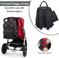 Luiertas Rugzak - Incl. Buggy / Kinderwagen Haken En Verschoningsmat - Complete Set - Zwart Van Zedar -Lionelo Winkel 1200x1180 9