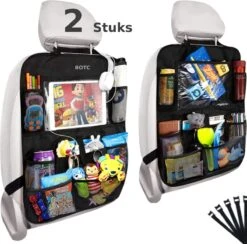 BOTC Autostoel Organizer - Luxe & Stevige Autostoel Organizer Met Tablet Houder - Set Van 2 - Auto Stoel Organiser - 10 Storage Pockets - Zwart - 2 Stuks