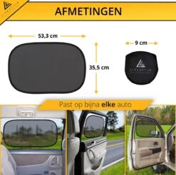 Lifestyle Living Zonnescherm Auto Zijruit – Zonwering Voor Baby En Kind – Zonder Zuignappen – UV Protectie – 2 Stuks – 51 X 31CM – Statisch - Zelfklevend -Lionelo Winkel 1200x1195 14