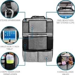 Vannons - Autostoel Organizer - Auto Organizer Voor Kinderen - Met IPadhouder - Grijs -Lionelo Winkel 1200x1196 11