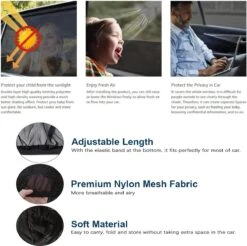 CUBEXCOM® Auto Zonnescherm, Autoraamschaduwen Voor Baby, Kinderen, Volwassenen En Huisdieren, 2 STUKS, Autoruit Zonwering, Universele Zonnescherm Zonnewering, Auto Klamboe Gordijn, UV Zonbescherming Protectie, Anti-Verblinding -Lionelo Winkel 1200x1197 6