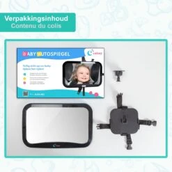 Merkloos Autospiegel Baby - Verstelbare Spiegel Hoofdsteun Autostoel Achterbank - Veiligheidsspiegel - Baby En Kids - 19 X 30cm - 360 Graden Draaibaar - Zwart -Lionelo Winkel 1200x1199 14
