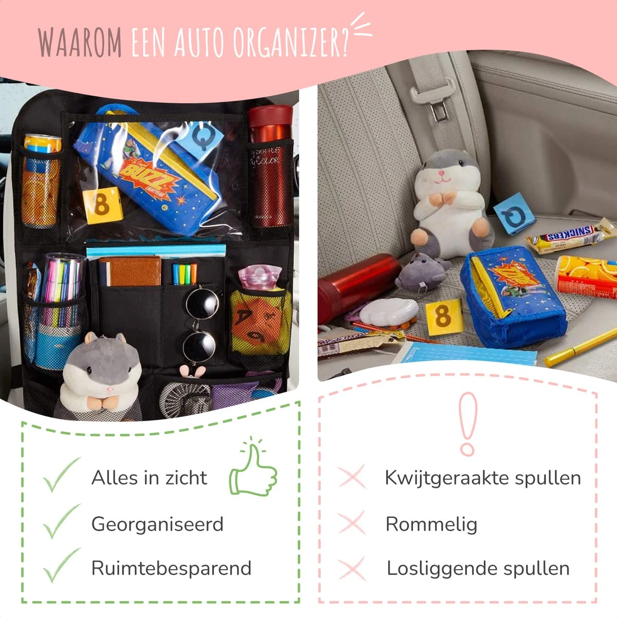 Home For Us Autostoel Organizer Met Tablet Houder - Set Van 2 - Beschermhoes Voor Kinderen - Beschermer Achterkant - Universeel 7 Home For Us Autostoel Organizer Met Tablet Houder - Set Van 2 - Beschermhoes Voor Kinderen - Beschermer Achterkant - Universeel - Afbeelding 7