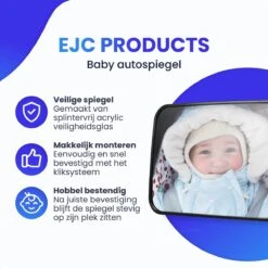 Autospiegel Baby - Achteruitkijkspiegel - Eenvoudig Monteren - Hoofdsteun Achterbank - EJC Products -Lionelo Winkel 1200x1200 1041