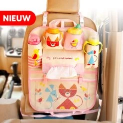 Merkloos Bablue Autostoel Organizer Voor Kinderen - Roze - Veel Verschillende Vakjes - Leuke Vormgeving - Autostoel Beschermer Voor Kinderen - Auto Organizer Kind - Reistafel Voor Kinderen - Auto Organizer Kinderen - Autostoel Tafeltje Kind