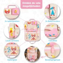 Merkloos Bablue Autostoel Organizer Voor Kinderen - Roze - Veel Verschillende Vakjes - Leuke Vormgeving - Autostoel Beschermer Voor Kinderen - Auto Organizer Kind - Reistafel Voor Kinderen - Auto Organizer Kinderen - Autostoel Tafeltje Kind -Lionelo Winkel 1200x1200 1051