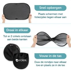 ForDig Zonnescherm Auto (2 Stuks) - Extra Donker - Zonwering UV Protectie Voor Auto Zijruit – Zonwering Auto – Zonder Zuignappen – 80 GSM – 51 X 31 CM -Lionelo Winkel 1200x1200 1057